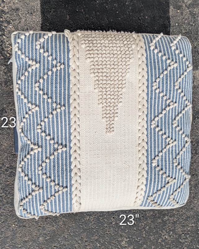 Boho Floor Pillow Yoga Meditation Seating (light blue + off whit