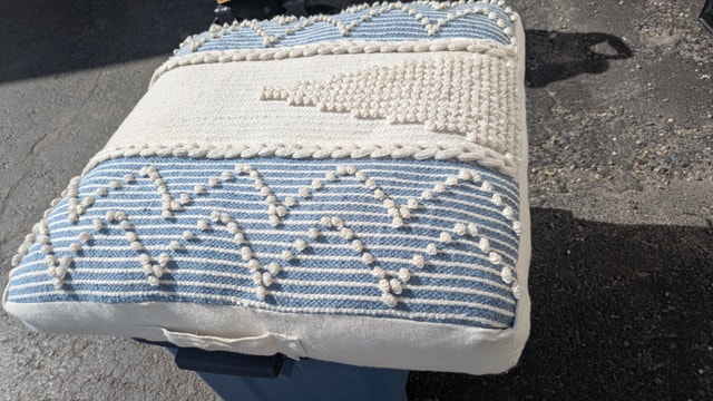 Boho Floor Pillow Yoga Meditation Seating (light blue + off whit - photo 3