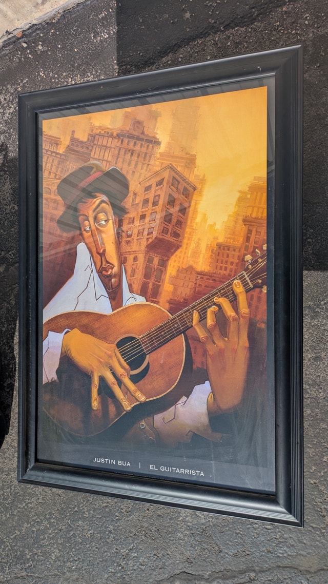 Justin Bua El Guitarista 2001 Art Poster 36"x24" w/Frame