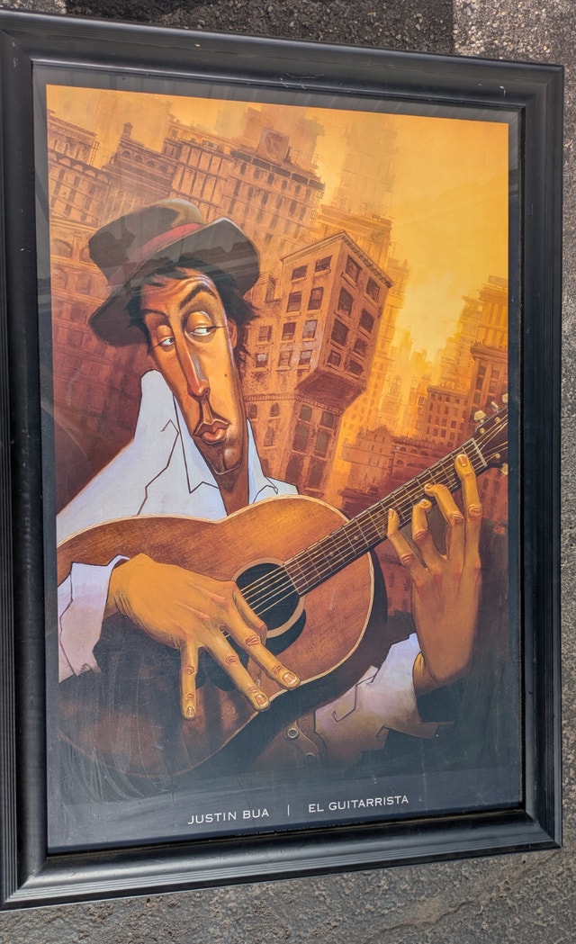 Justin Bua El Guitarista 2001 Art Poster 36"x24" w/Frame - photo 2