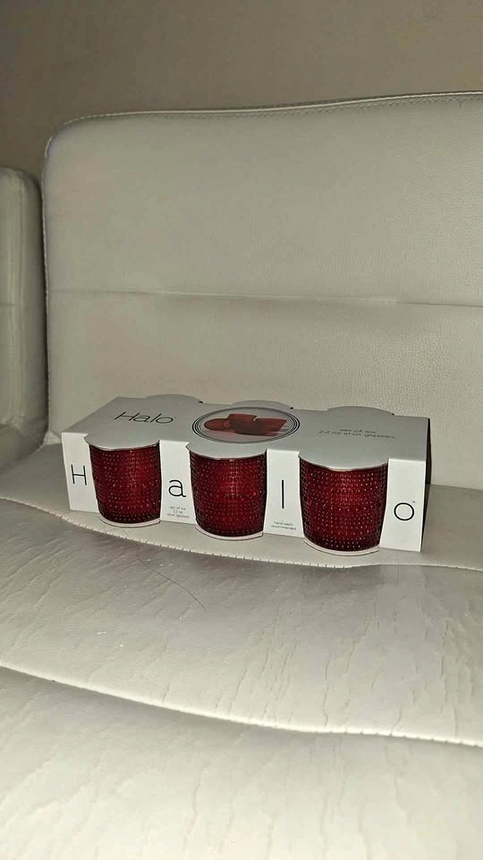 Six 2.2 Oz Red Shot Glasses