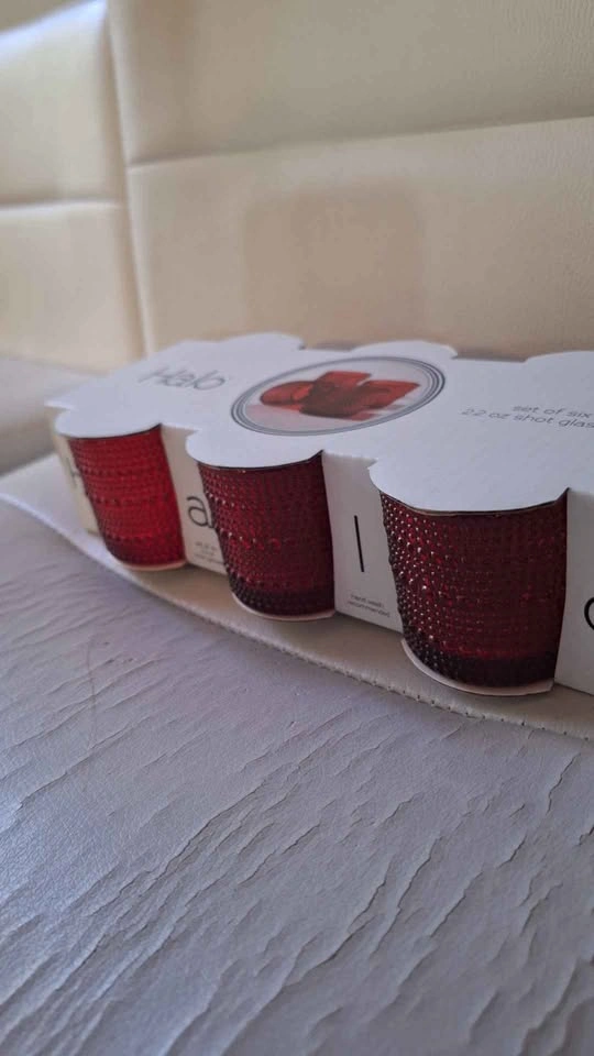 Six 2.2 Oz Red Shot Glasses - photo 2
