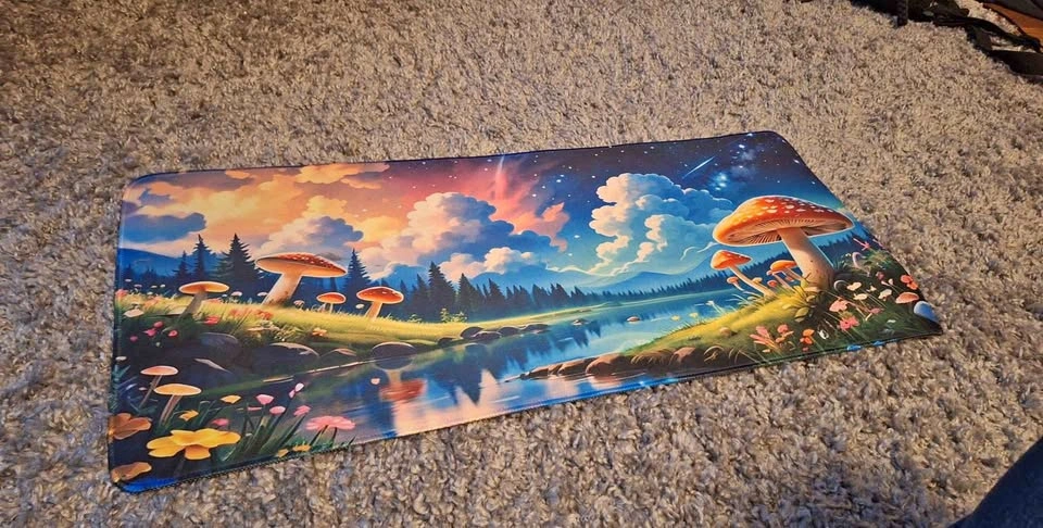 Colorful Mushroom Computer Card Game Mat or Mouse Pad