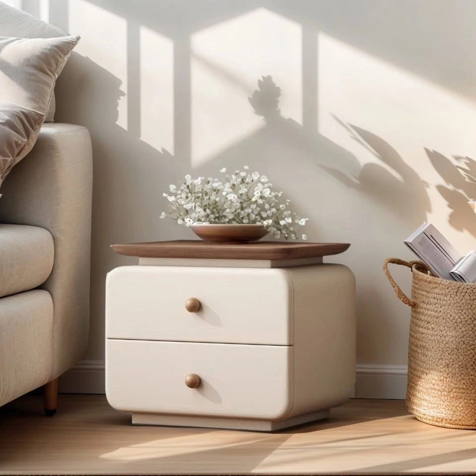 Classic White Nightstand with Natural Wooden Knobs - photo 2