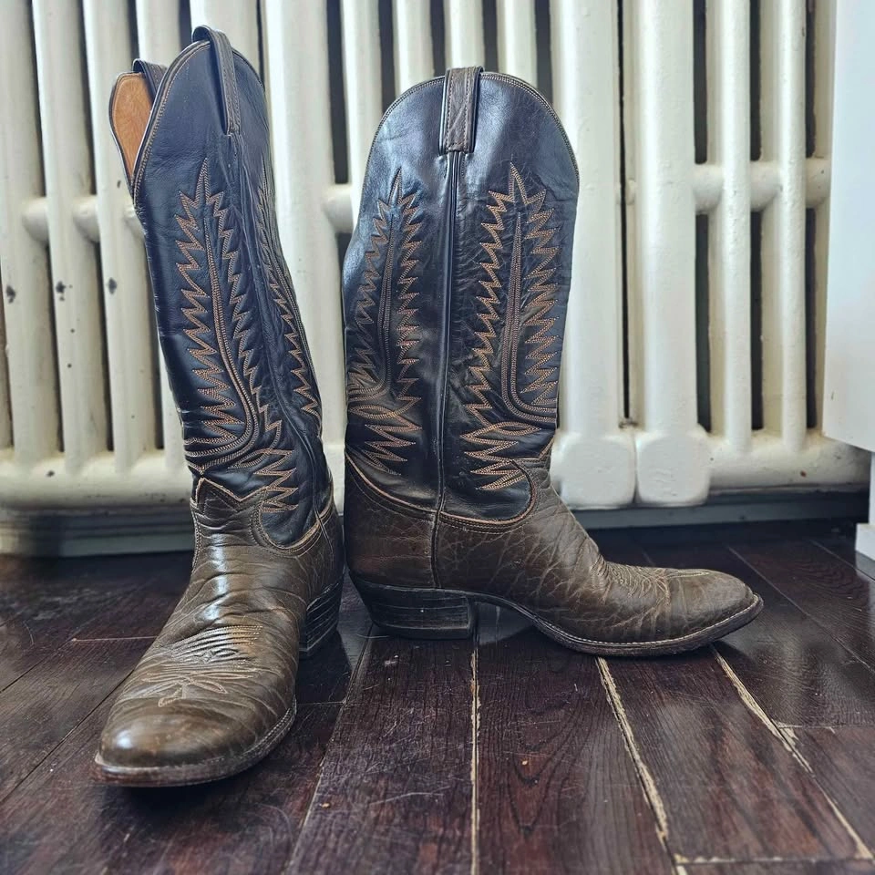 60s/ 70s Tony Lama Cowboy Boots Men’s 11 D Brown Leather - photo 2