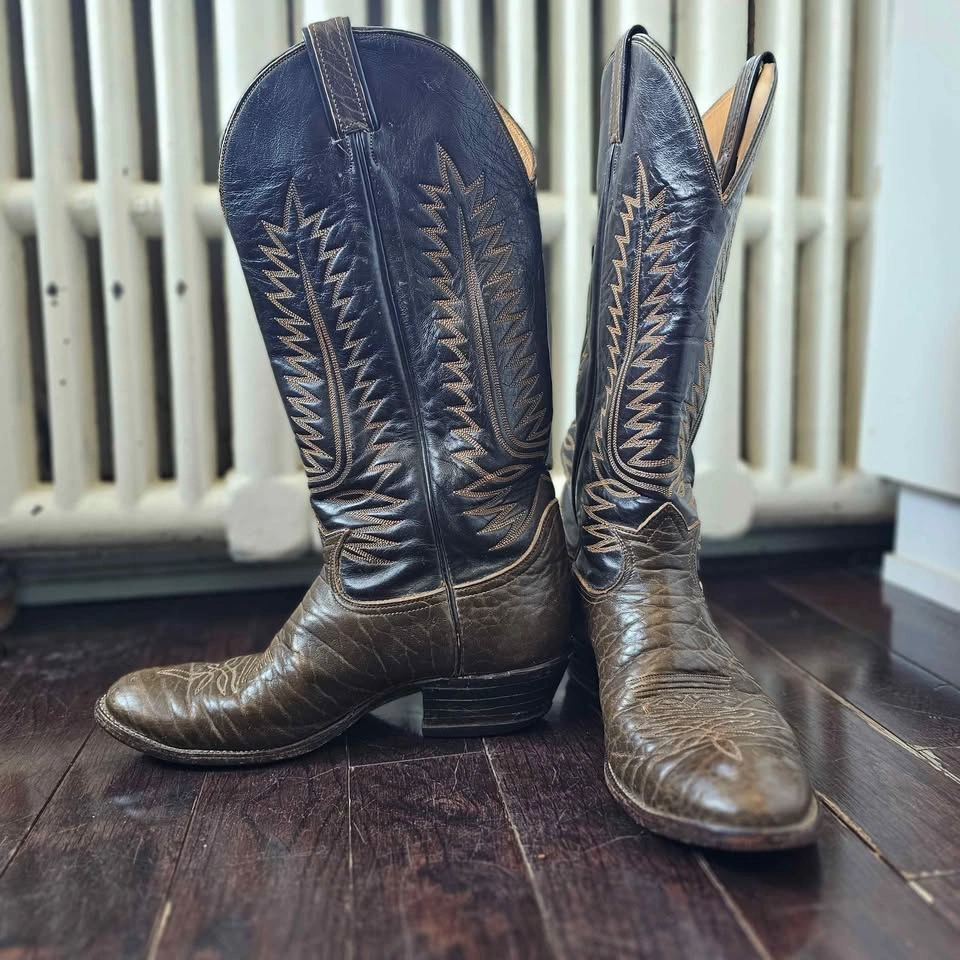 60s/ 70s Tony Lama Cowboy Boots Men’s 11 D Brown Leather - photo 3