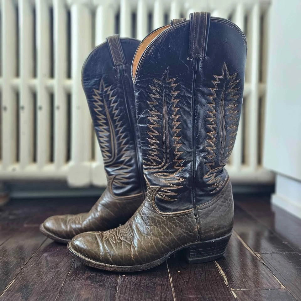 60s/ 70s Tony Lama Cowboy Boots Men’s 11 D Brown Leather - photo 4