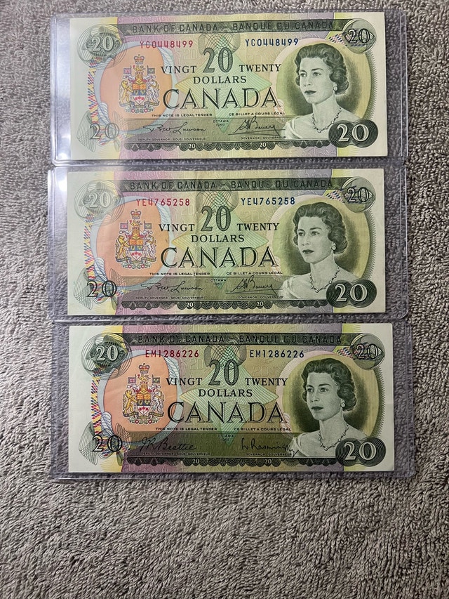 3 1969 Canadian Twenty-Dollar Bills - photo 2