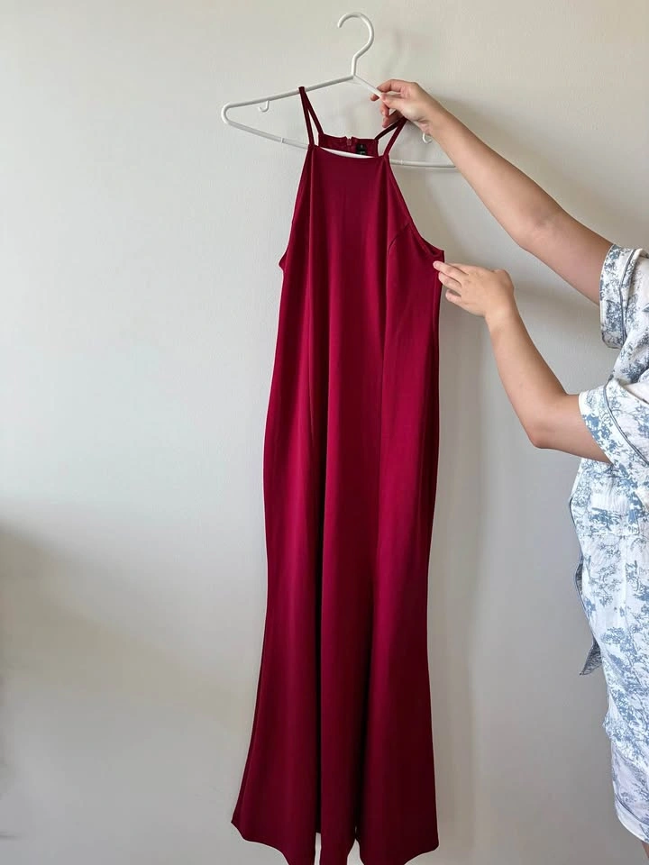Lyla Burgundy Halter Maxi Dress - Size S