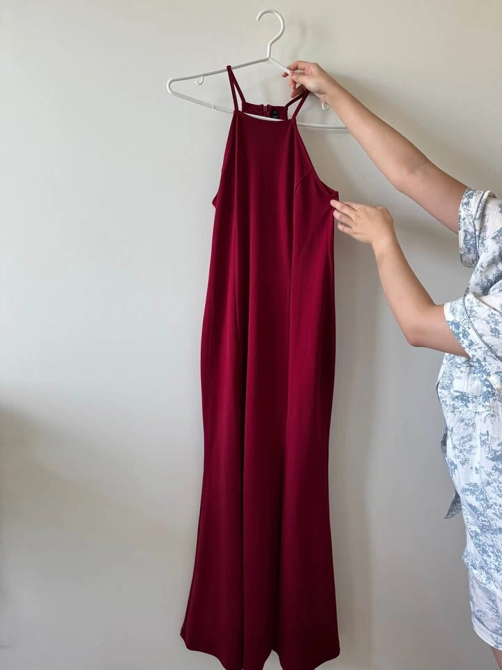 Lyla Burgundy Halter Maxi Dress - Size S - photo 3