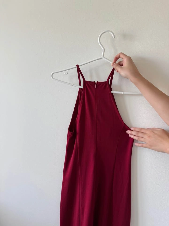 Lyla Burgundy Halter Maxi Dress - Size S - photo 4