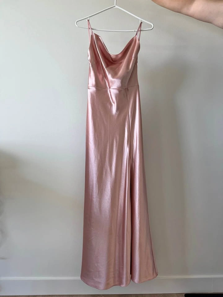 Birdy Grey Lisa Satin Cowl Neck Dress Rose Gold XS