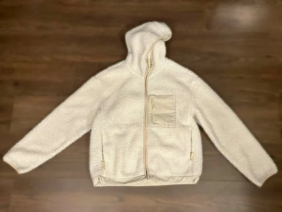 Hooded Sherpa Fleece Jacket (White & Cream) - Ardene