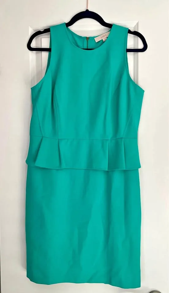 LOFT Teal Peplum Sheath Dress Size 10P (petite)