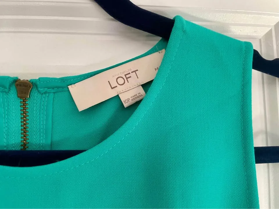 LOFT Teal Peplum Sheath Dress Size 10P (petite) image indicator(4)