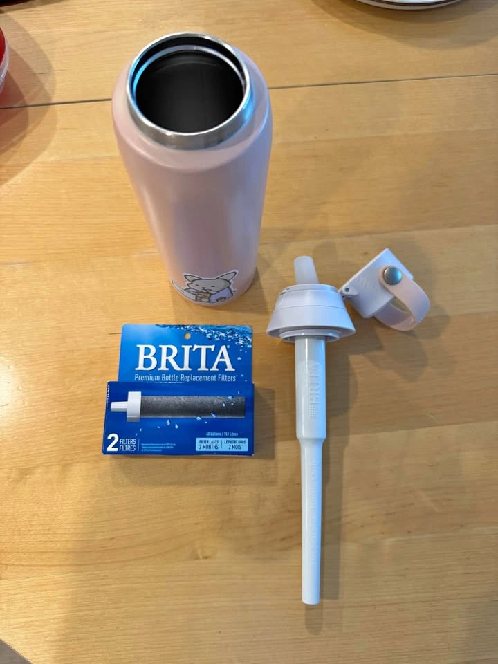 Brita Pink Stainless Steel Filtering Water Bottle + 2 Filters