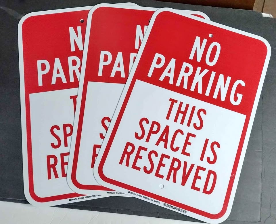 Brady Sign, "No Parking" - Red on White, 18"x12" $35/3