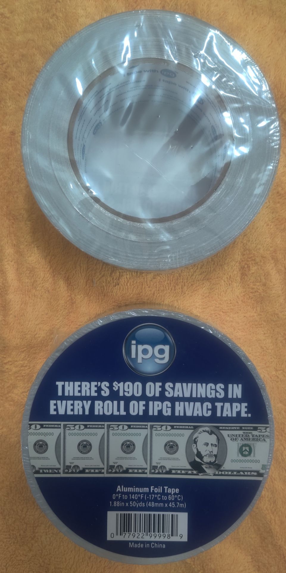 IPG HVAC Aluminum Foil Tape Roll 1.88 in x 50 yds