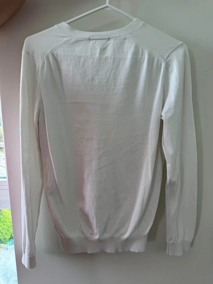 Uniqlo White Cotton V-Neck Cardigan Size M - photo 2