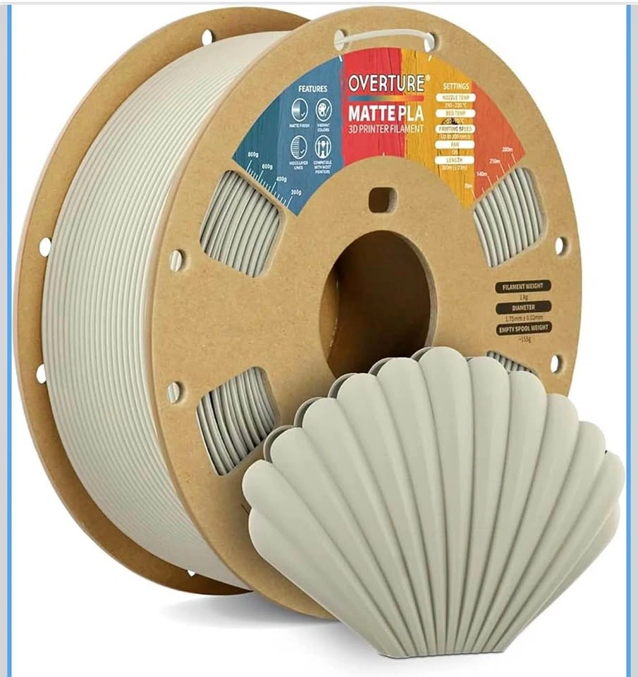OVERTURE Matte PLA 3D Printer Filament 1.75mm, Matt Surface & Lo
