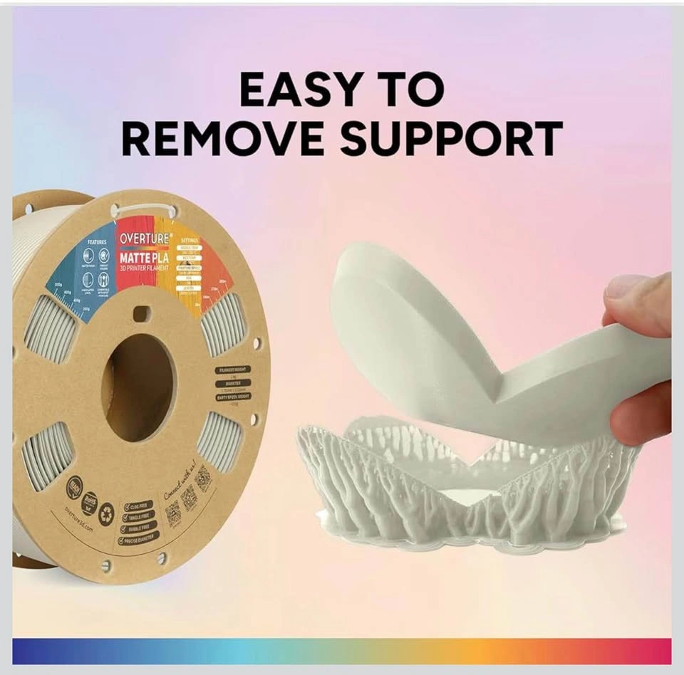 OVERTURE Matte PLA 3D Printer Filament 1.75mm, Matt Surface & Lo - photo 3