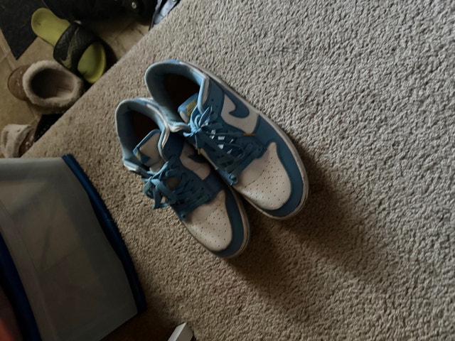 blue and white dunks