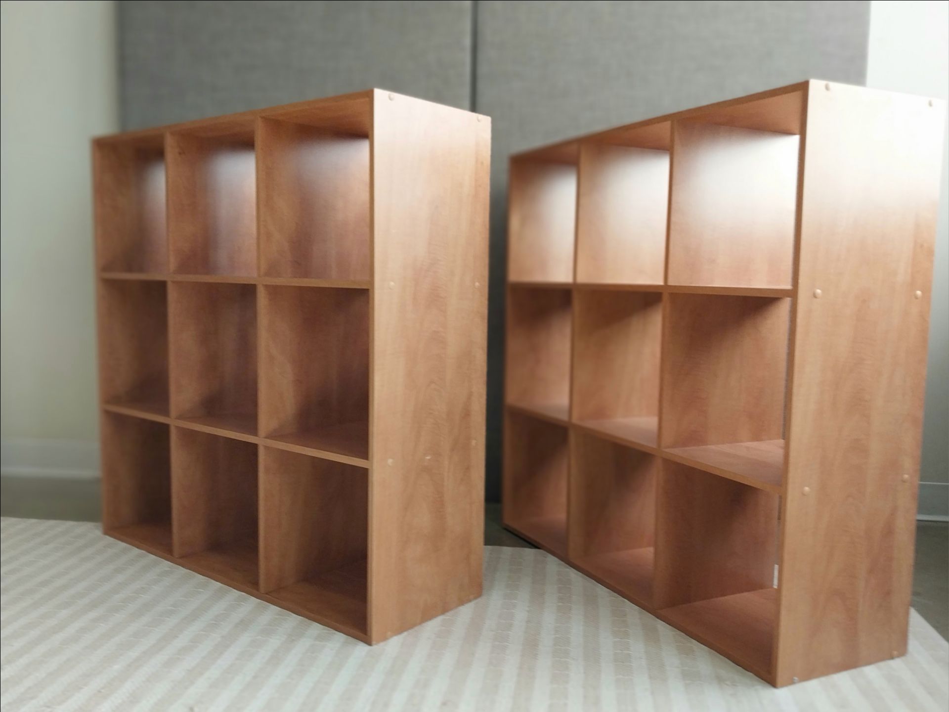 2 Matching 9-Cube Organizer Stackable Shelves – Great Condition