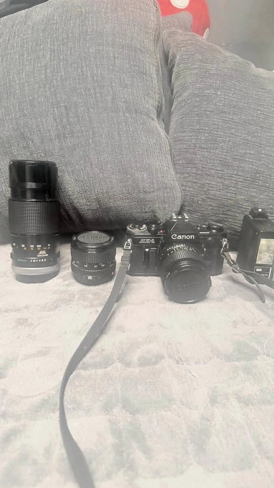 Canon AE-1 35mm Film Camera Full Kit - 3 Lenses + Flash