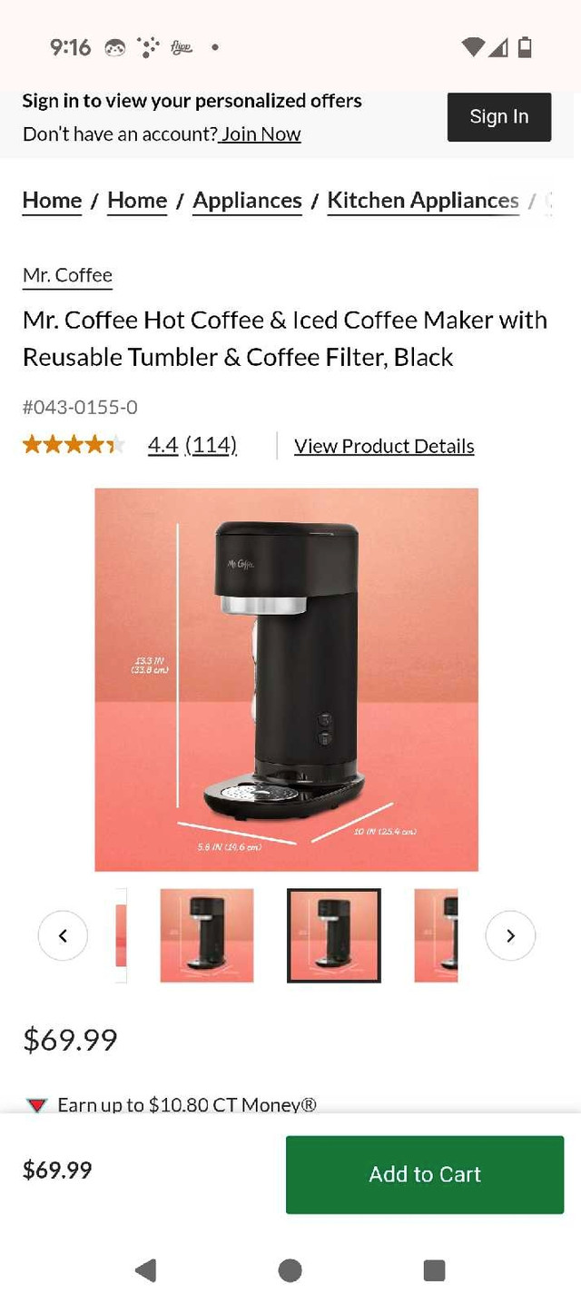 Mr Coffee Hot or Iced Coffee Single Serve