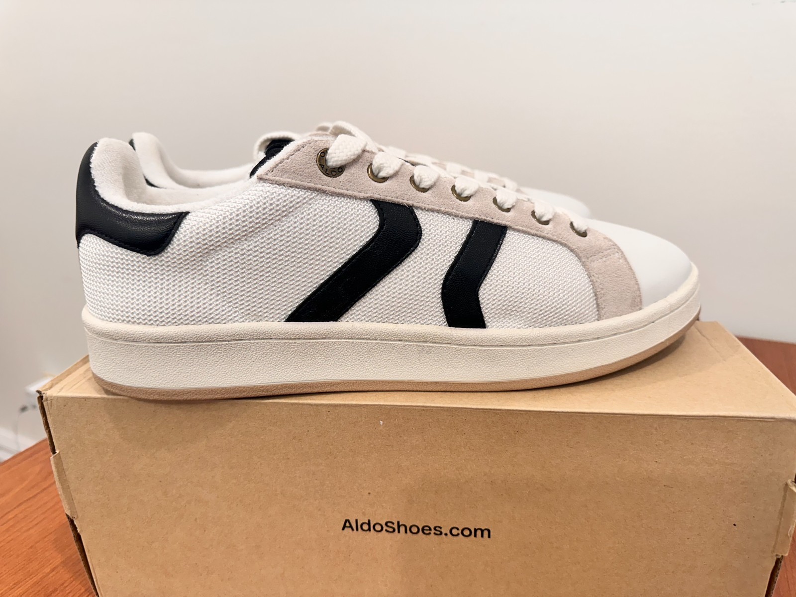 ALDO Retrokicks-100 Men's Sneakers Size 12 White Beige Black Lea - photo 2
