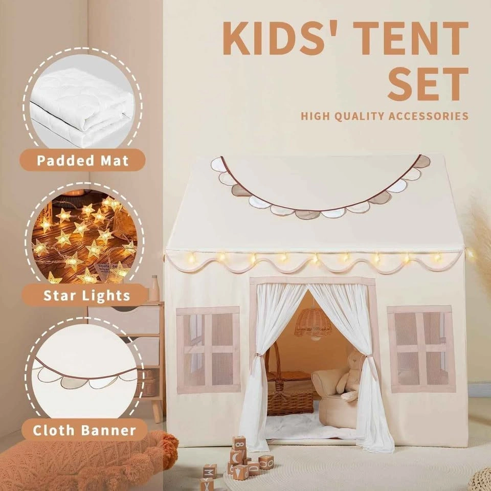 Wilwolfer Kids Tent with Mat, Star Lights, Banner - photo 2