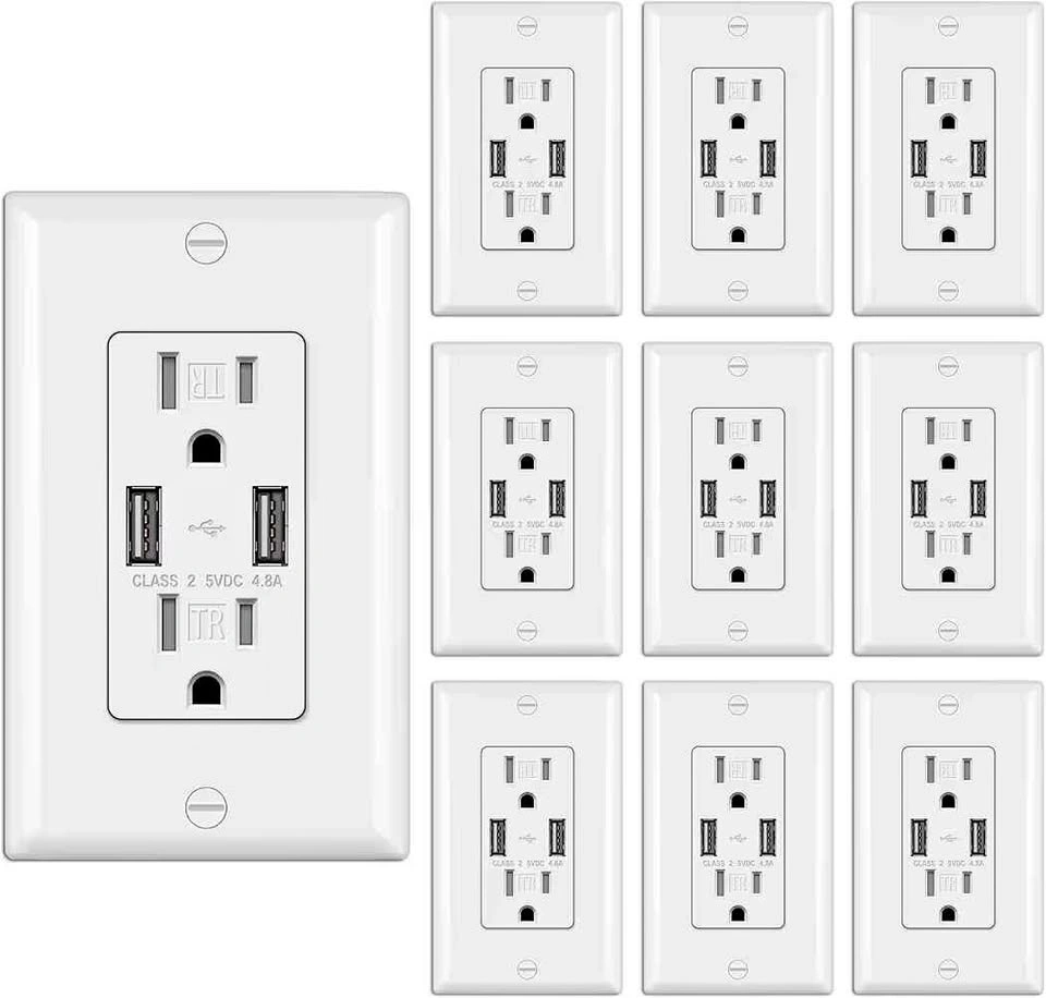 USB Wall Outlet with Dual USB Ports