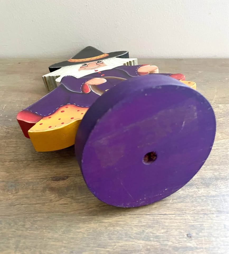 Vintage Wooden Folkart HandPainted Halloween Witch - photo 4