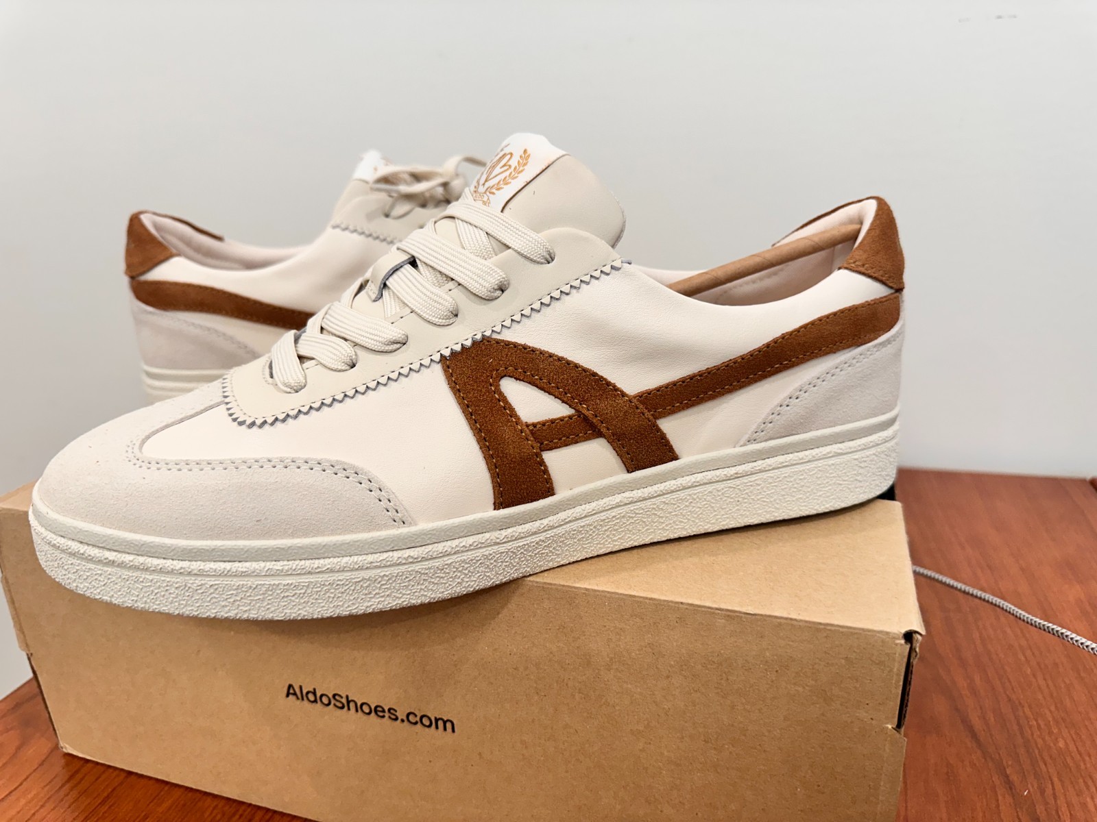 NEW ALDO Sport Club Men’s Sneakers Size 12 White Beige Leather S