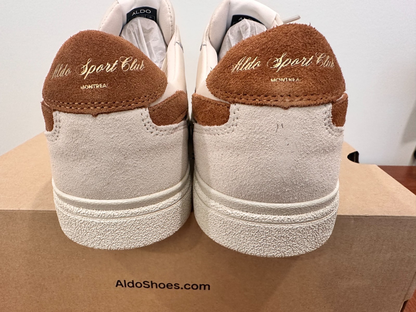 NEW ALDO Sport Club Men’s Sneakers Size 12 White Beige Leather S - photo 5