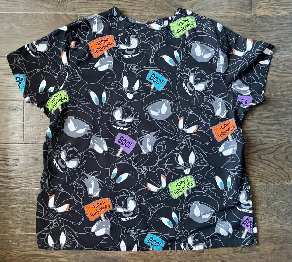 Loonie Tunes Halloween Scrubs Nursing Top Ladies SizeXL image indicator(4)