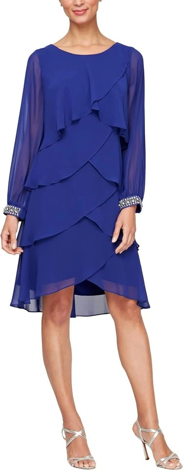 NWT SL Fashions Chiffon Cocktail Dress (Sz 8)