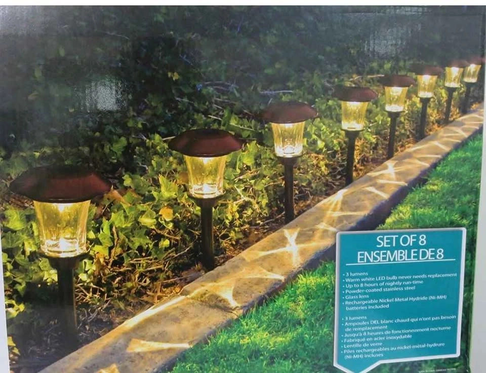 New HGTV Home 10 Piece Stainless Steel Solar Pathway Lights - photo 2