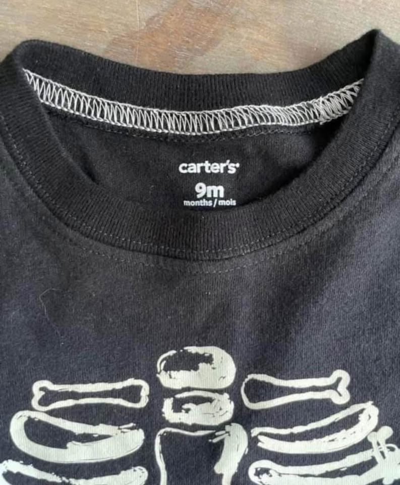 SKELETON Halloween Baby Long Sleeve Shirt Size 9 months - photo 2