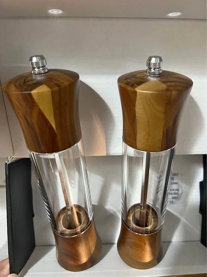 Acacia Wood Salt & Pepper Grinder Set (2) - 8 Inch