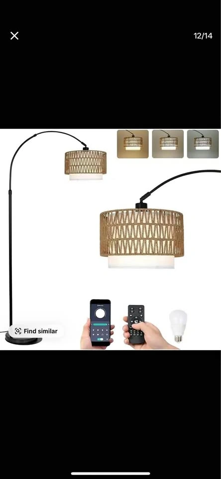 Modern Arc Floor Lamp w/ Remote