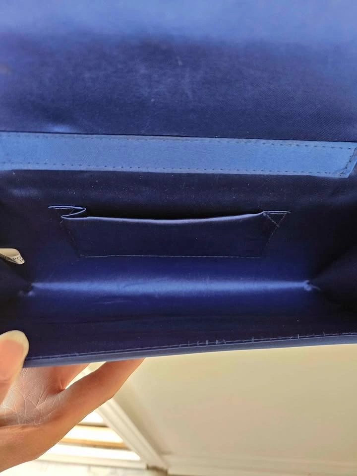 Elegant Navy Blue Satin Bow Clutch – Versatile 2-in-1 Design 🎀 - photo 5