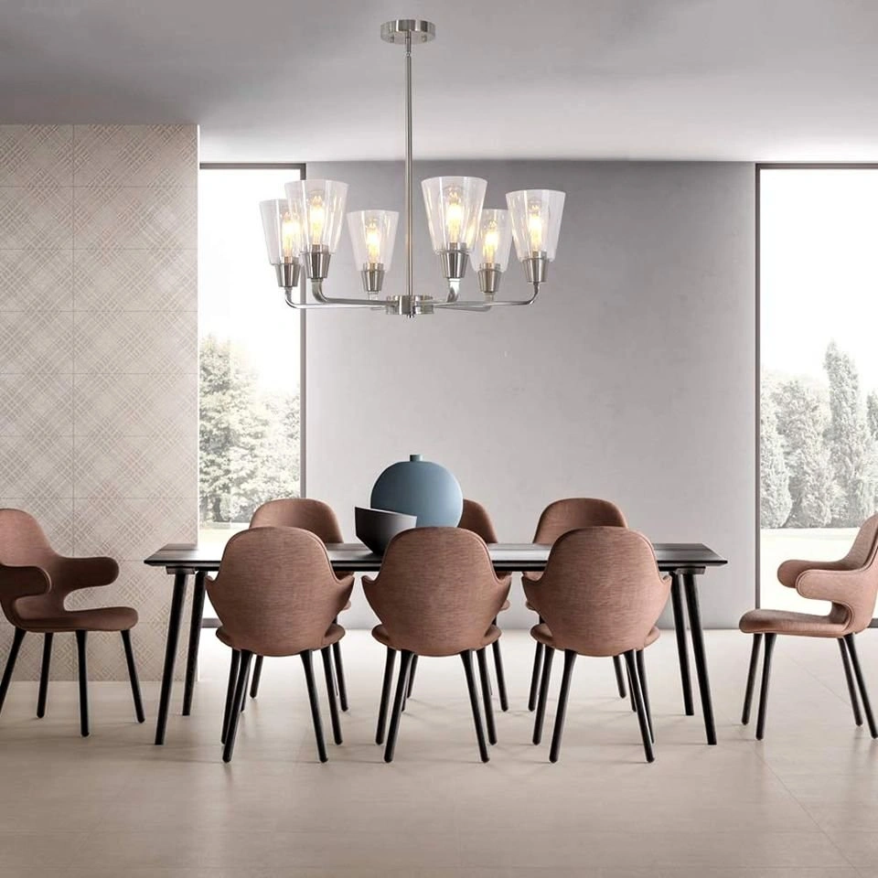 Modern Chandelier 6 Light Clear Glass Pendant Lighting