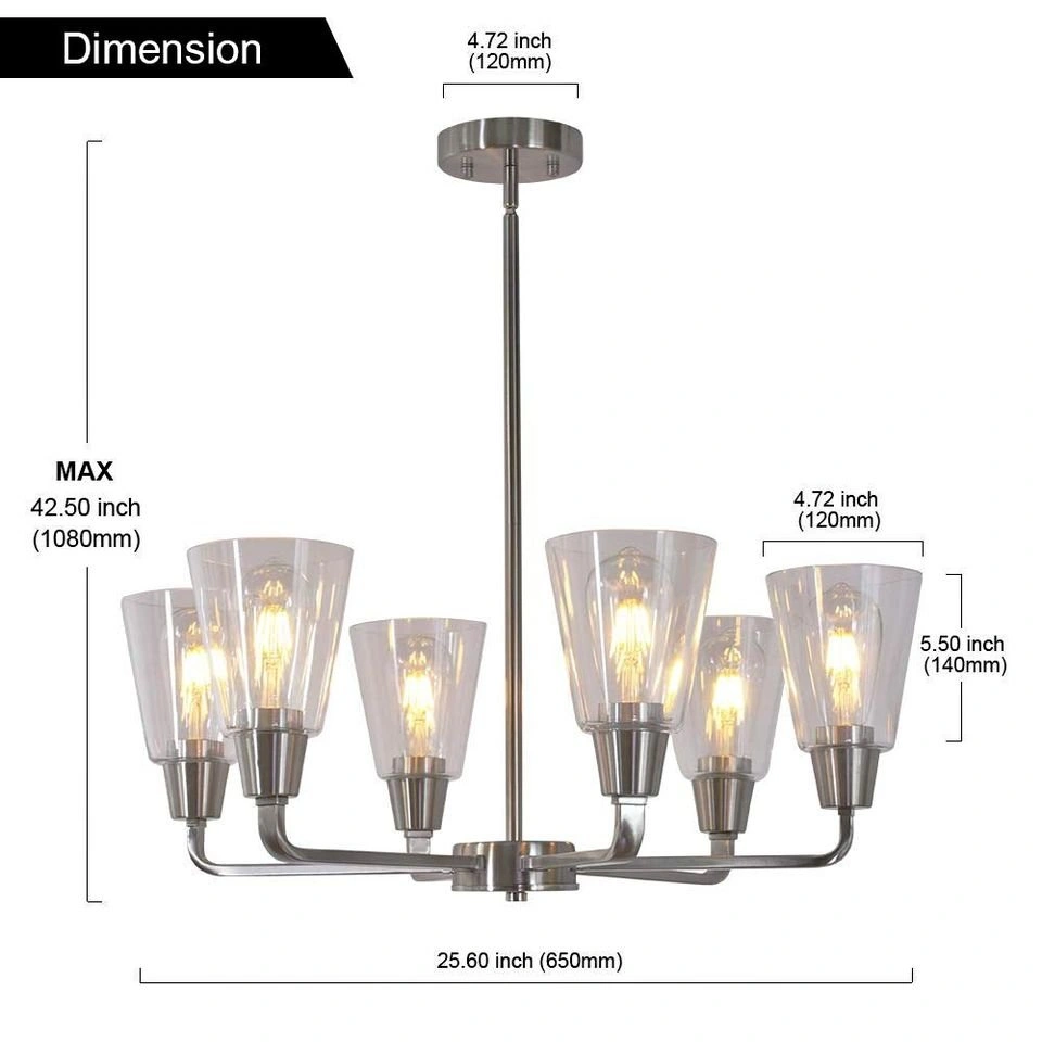 Modern Chandelier 6 Light Clear Glass Pendant Lighting - photo 2