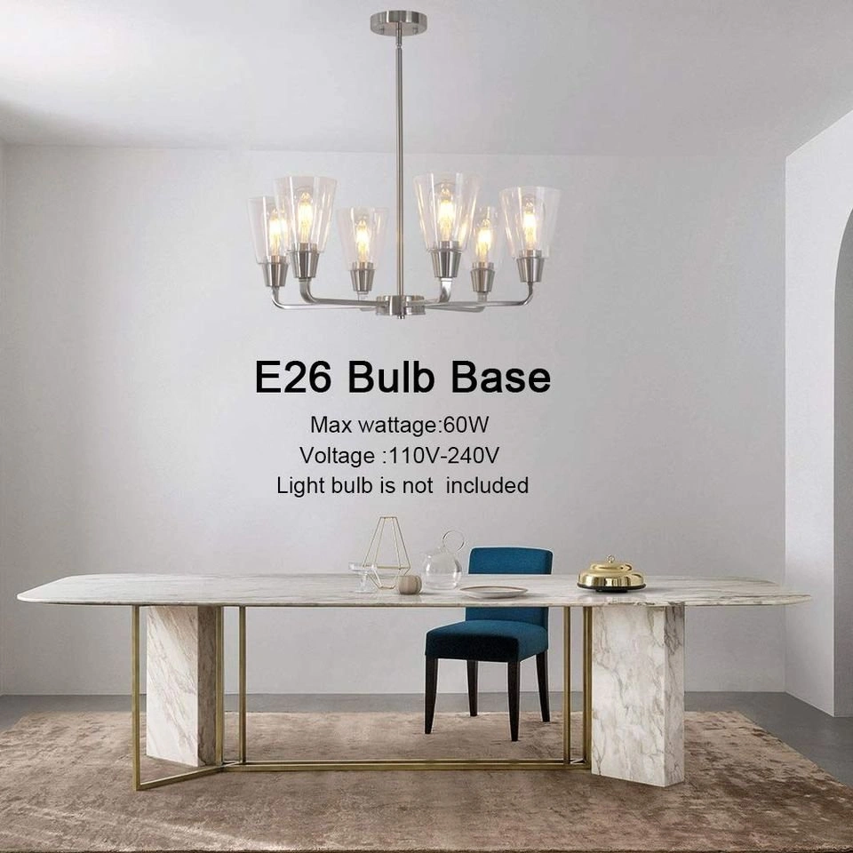 Modern Chandelier 6 Light Clear Glass Pendant Lighting - photo 3