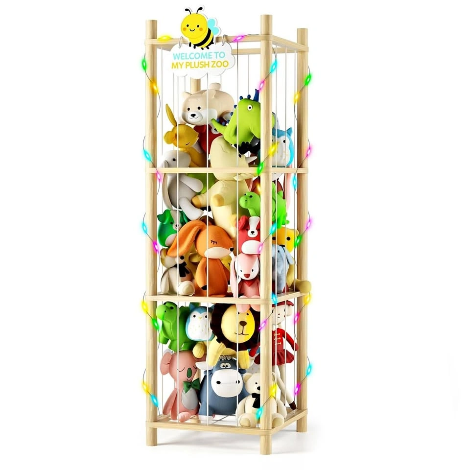 Stuffed Animal Storage Zoo Organizer Natural Pine Plushies Stora