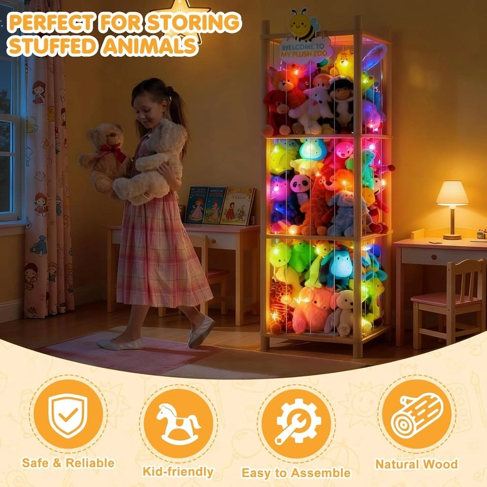 Stuffed Animal Storage Zoo Organizer Natural Pine Plushies Stora - photo 3