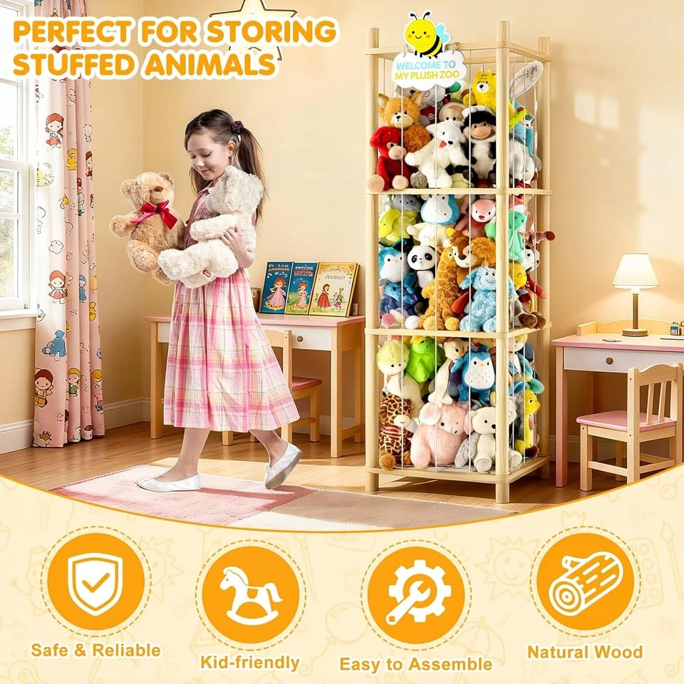 Stuffed Animal Storage Zoo Organizer Natural Pine Plushies Stora - photo 4
