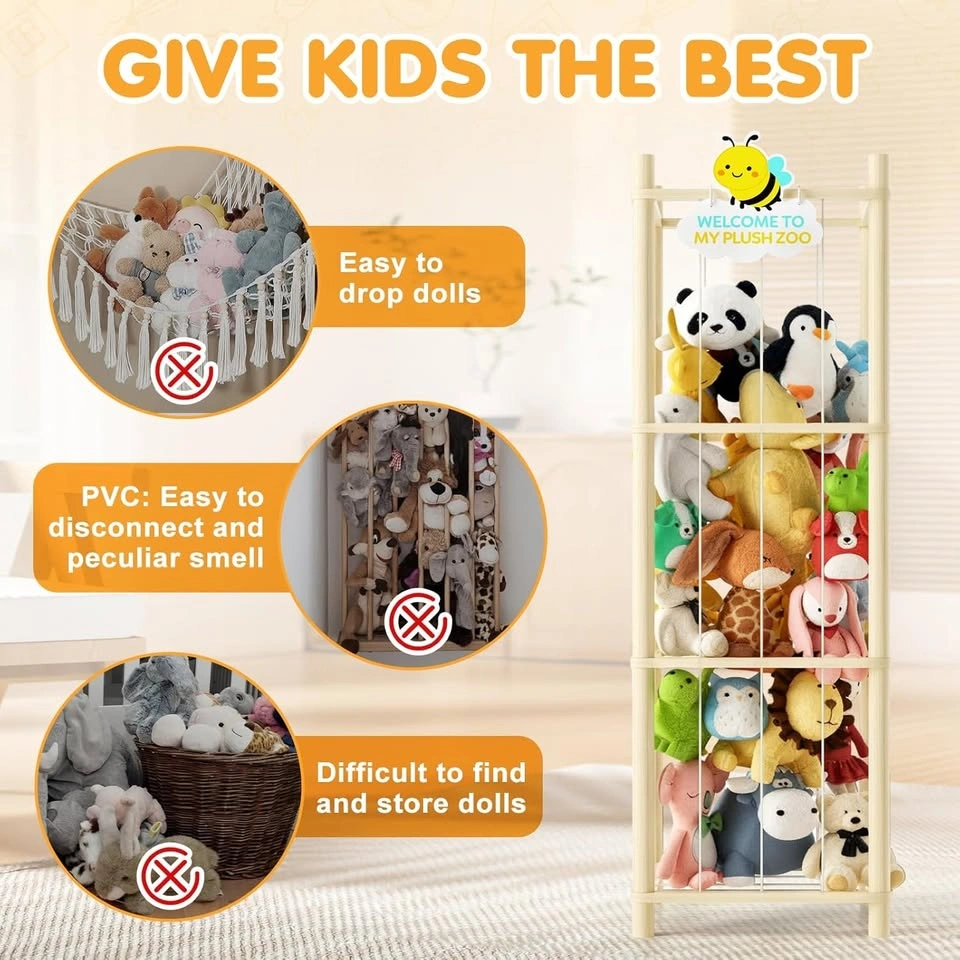 Stuffed Animal Storage Zoo Organizer Natural Pine Plushies Stora - photo 5