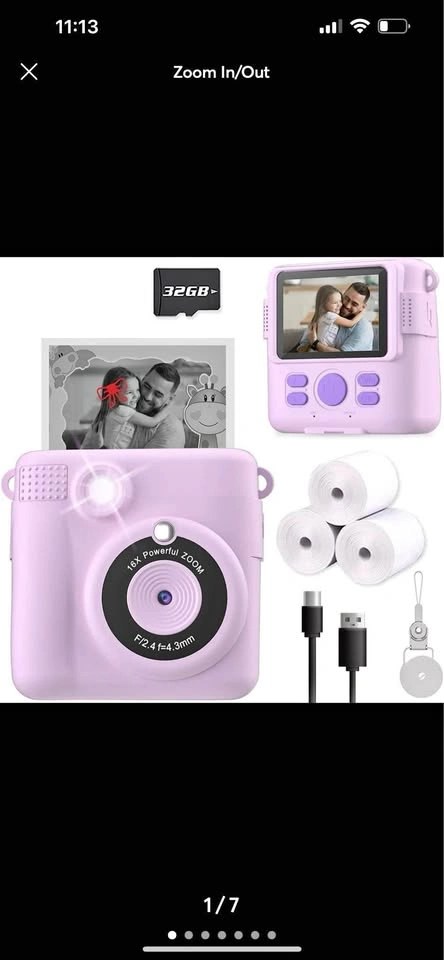 Kids Instant Print Camera with 32GB SD Card - Purple